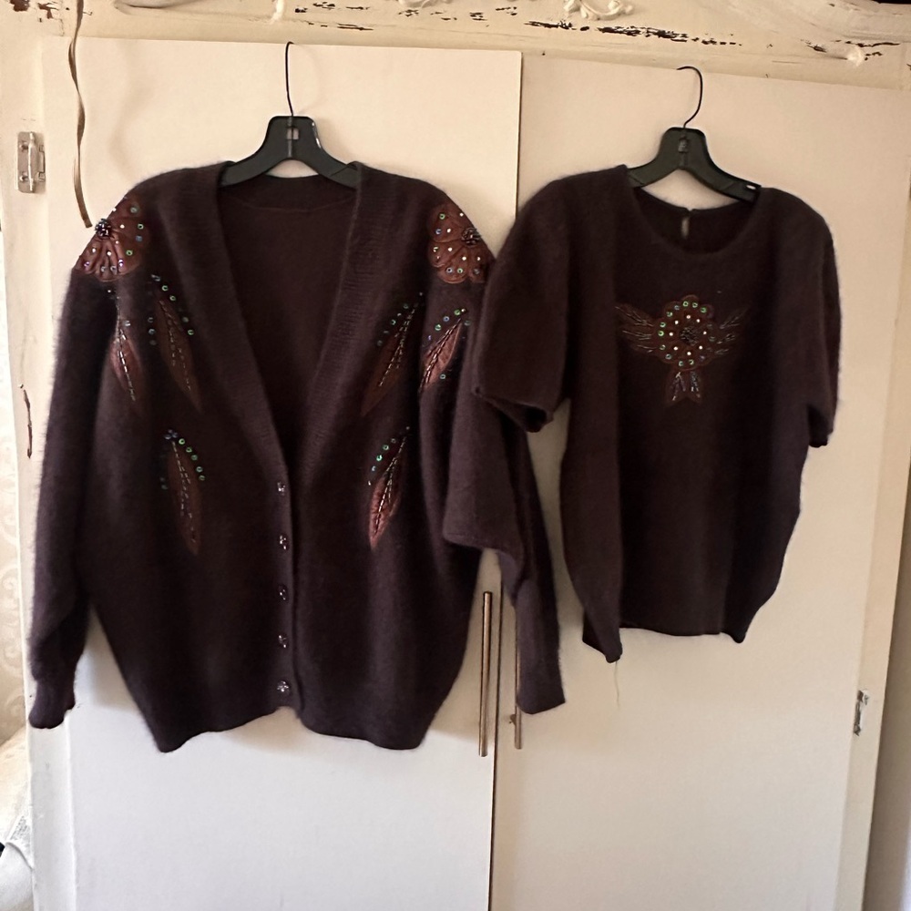 Unbranded Embellished Brown Sweater Set